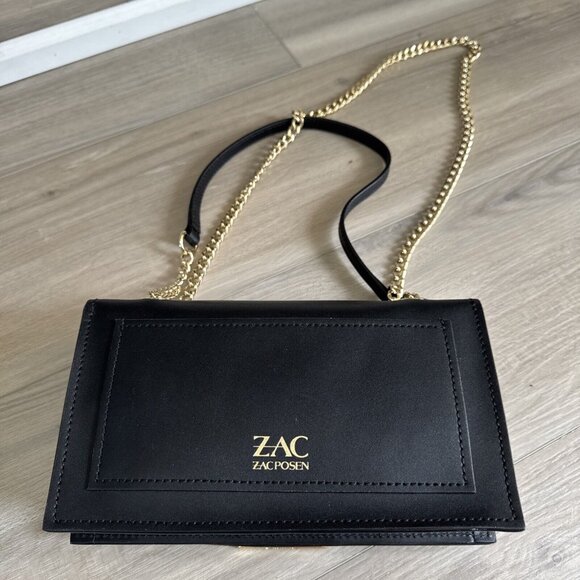Zac Posen Earthette Pearl Lady Mini Chain Leather Purse Bag NEW Black & Gold‎ - Picture 5 of 10